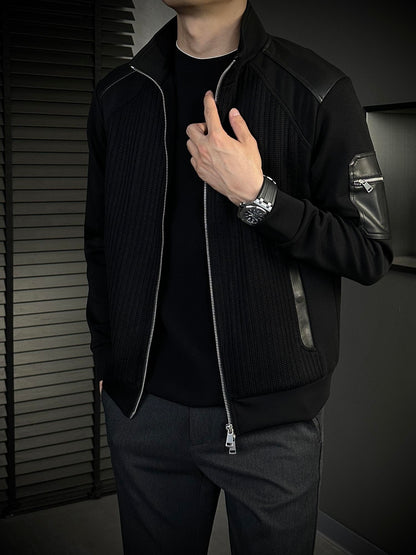 Men's Heavyweight Loose Casual Simple Retro Stand Collar Jacket