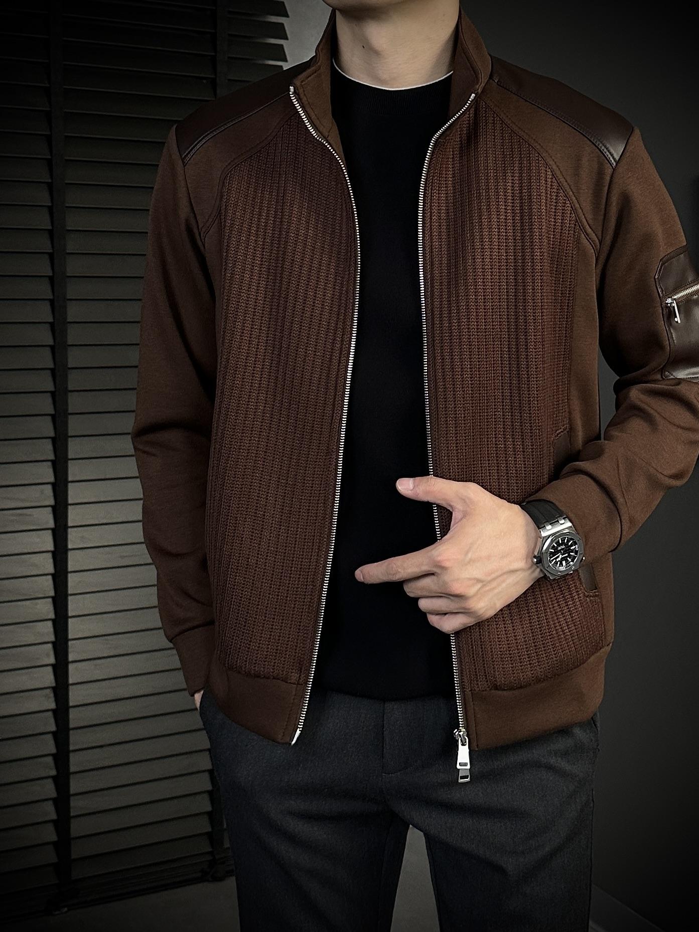 Men's Heavyweight Loose Casual Simple Retro Stand Collar Jacket