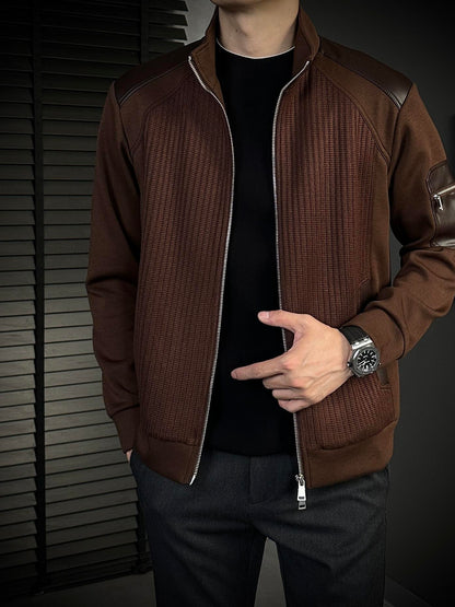 Men's Heavyweight Loose Casual Simple Retro Stand Collar Jacket