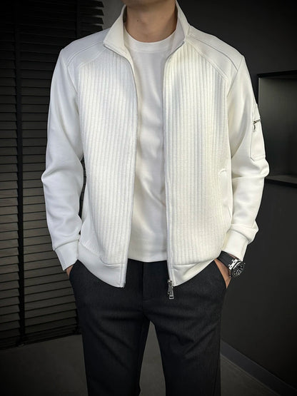 Men's Heavyweight Loose Casual Simple Retro Stand Collar Jacket