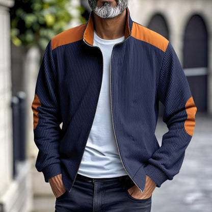 Men's Heavyweight Loose Casual Simple Retro Stand Collar Jacket