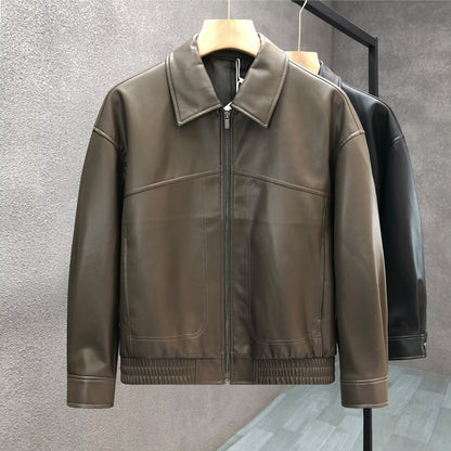 New Lapel Parka Leather Jacket