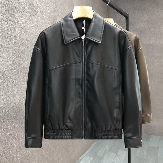 New Lapel Parka Leather Jacket
