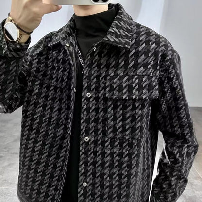 N92303 Men's Autumn New Slim Plaid Lapel Jacket