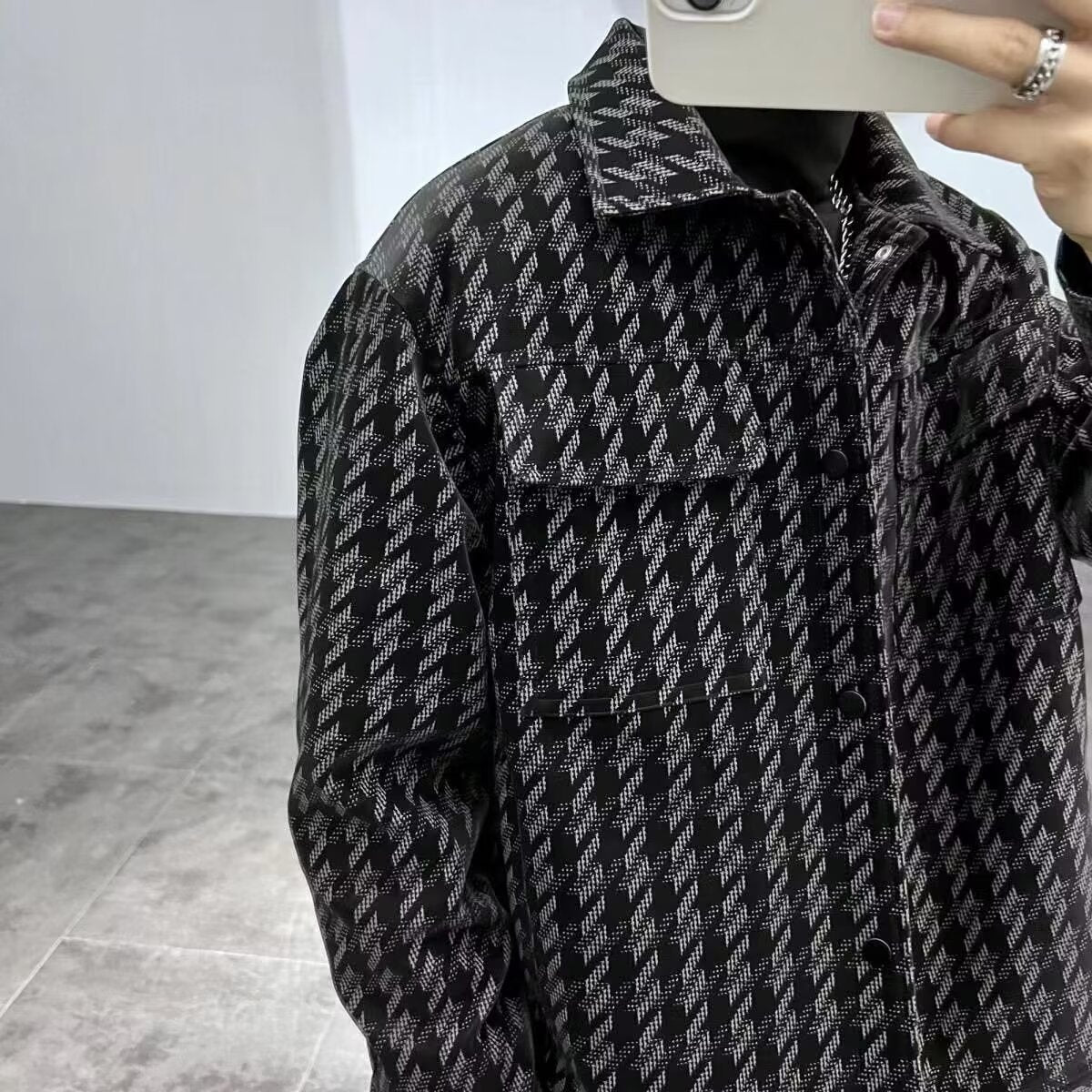 N92303 Men's Autumn New Slim Plaid Lapel Jacket