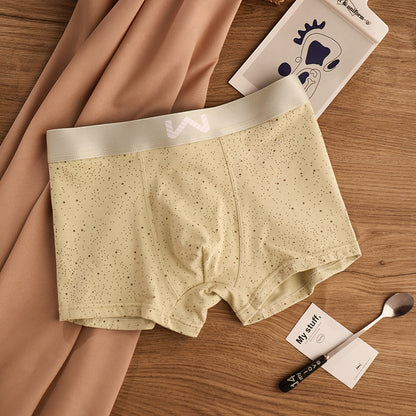 QC Cotton Starry Sky Print Antibacterial Crotch Breathable Boxer Shorts