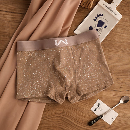 QC Cotton Starry Sky Print Antibacterial Crotch Breathable Boxer Shorts
