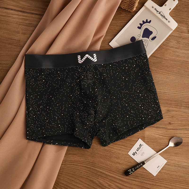 QC Cotton Starry Sky Print Antibacterial Crotch Breathable Boxer Shorts