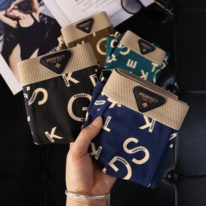 QC Cotton Lettered Breathable and Comfortable Men's Underwear