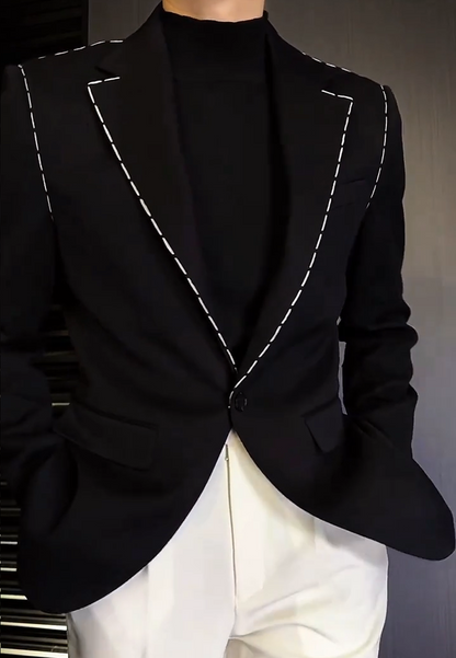 N111703 Men's Line Pattern Casual Short Jacket