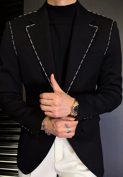 N111703 Men's Line Pattern Casual Short Jacket