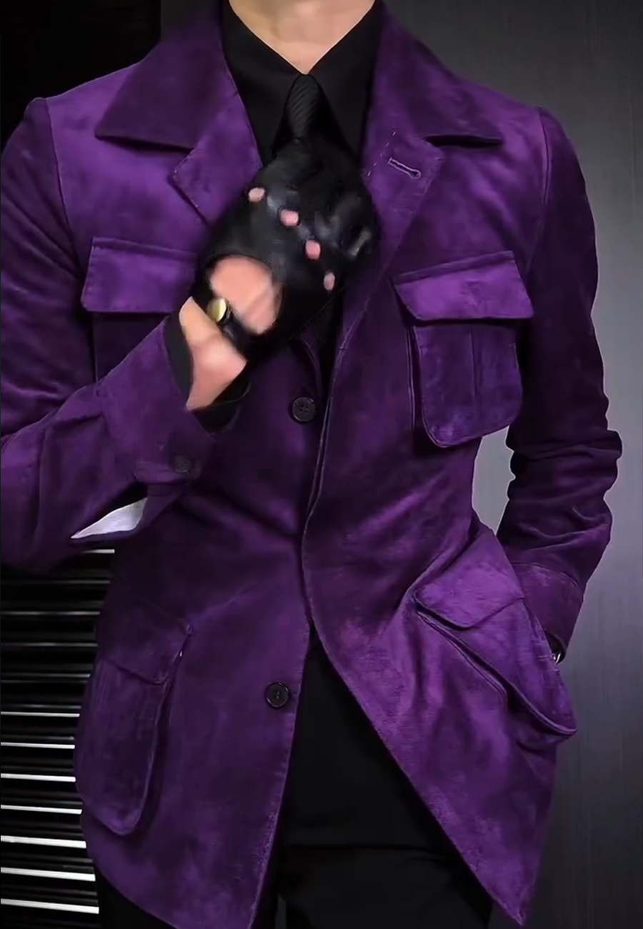 N111704 Men's Solid Color Casual Short Trench Coat