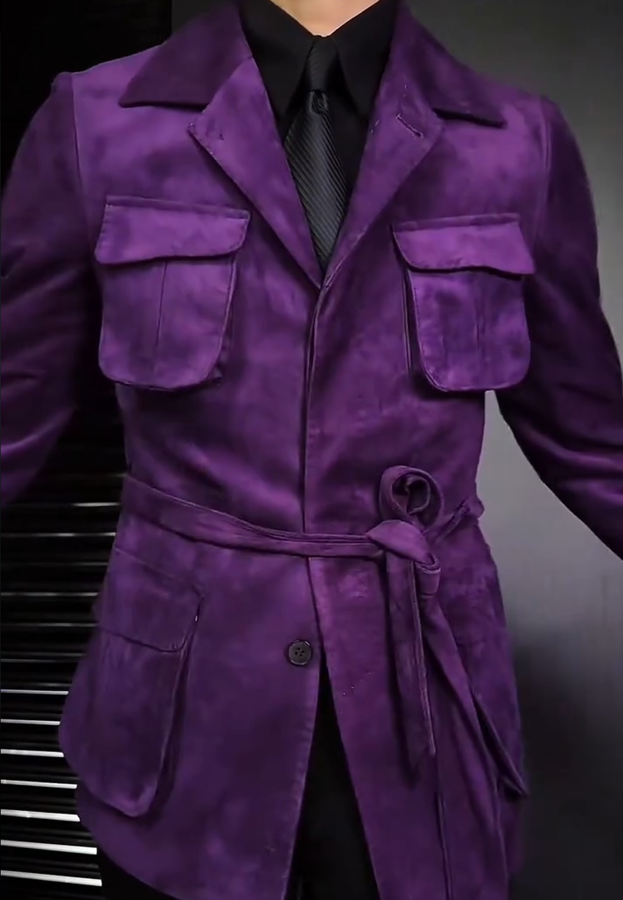 N111704 Men's Solid Color Casual Short Trench Coat