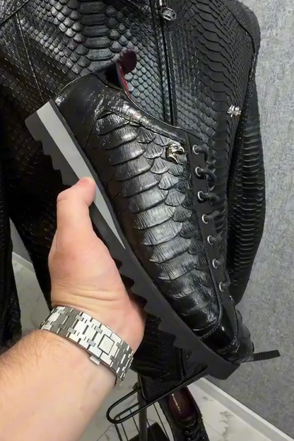 N111902 Crocodile Pattern Business Casual Leather Shoes