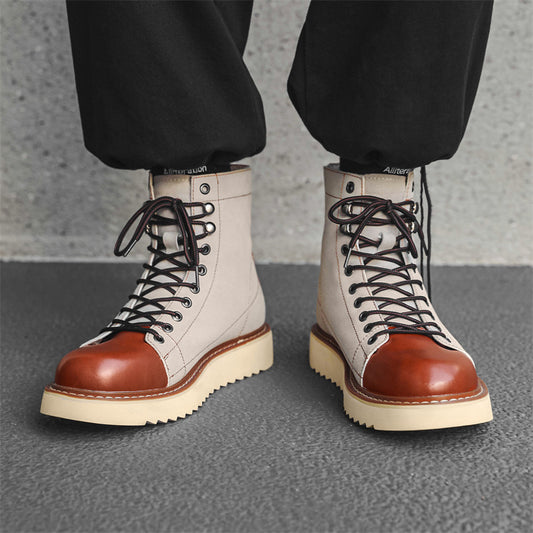 Beige-brown Two-tone Boots