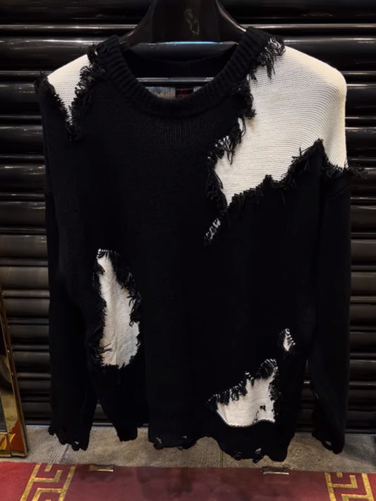 Men's Distressed Knitted Sweater