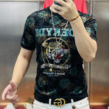 N0628 Men's Fashion Round Neck Slim Short Sleeve T-Shirt