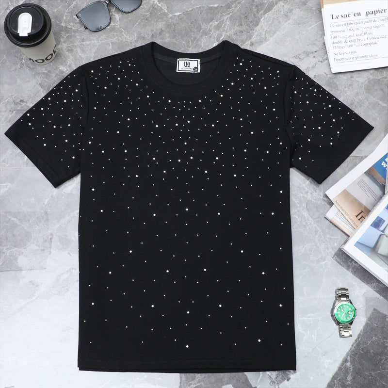 N0620 Men's breathable versatile fashion rhinestone T-shirt