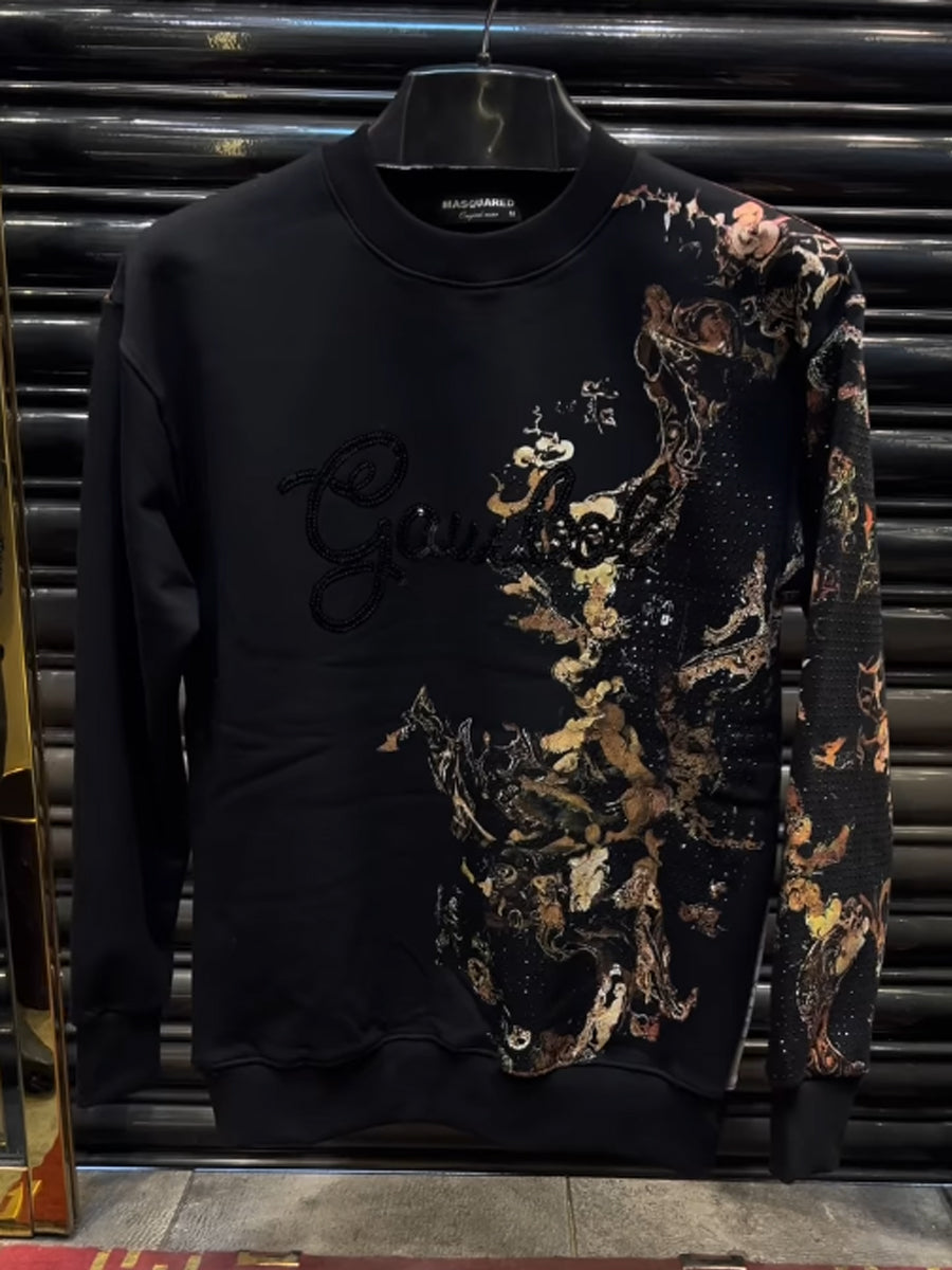 Men's Printed Rhinestone Sparkle Sweater