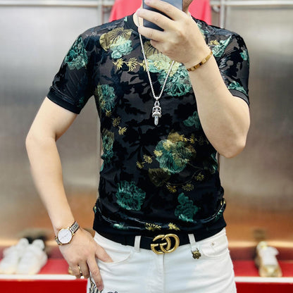 N0627 Men's high quality ice silk printed T-shirt