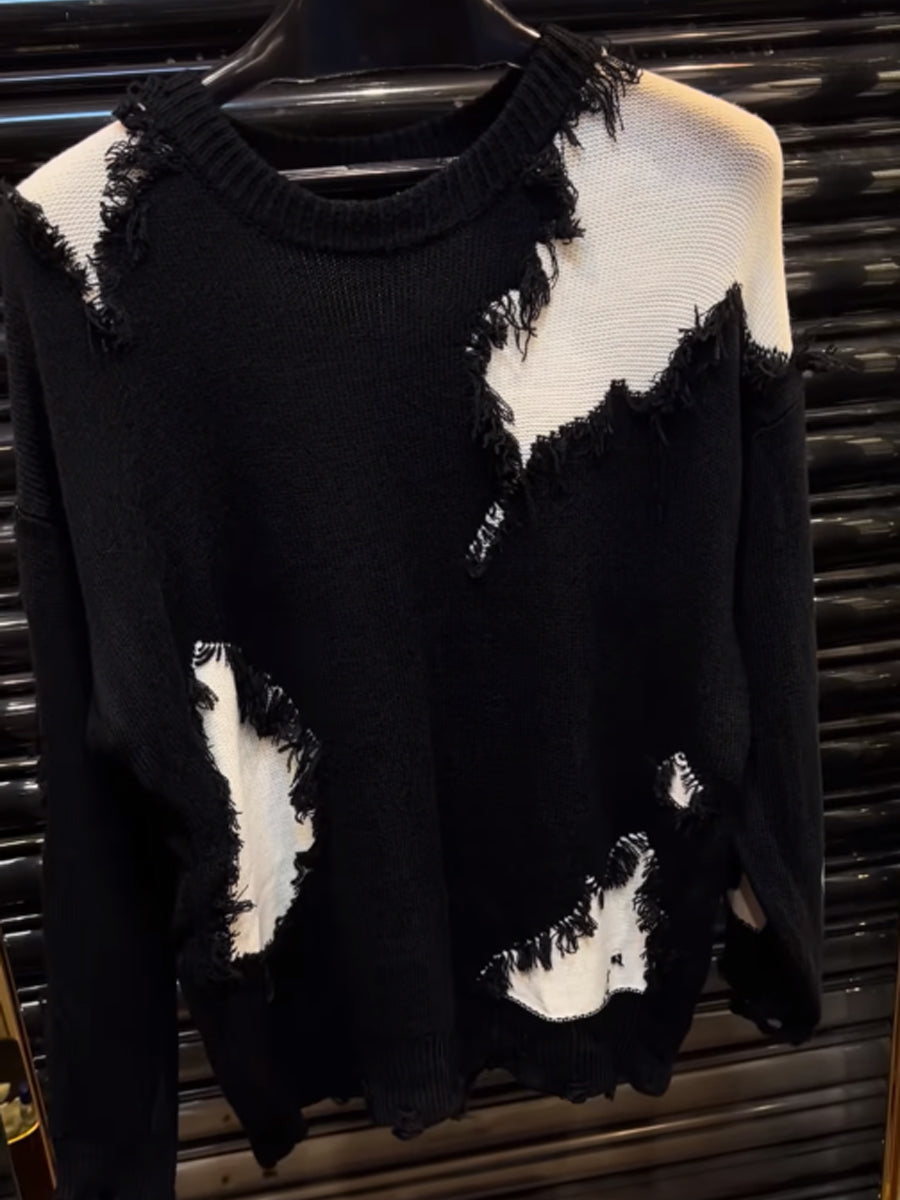 Men's Distressed Knitted Sweater