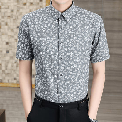 N0628 Summer Men's Fashion Printed Short Sleeve Shirt