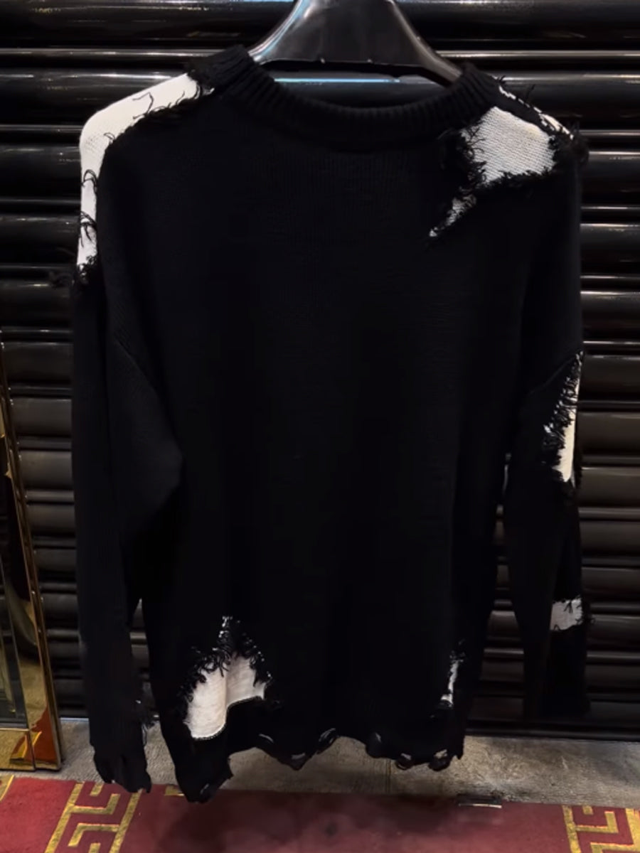 Men's Distressed Knitted Sweater