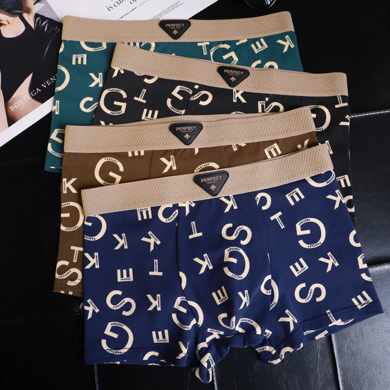 QC Cotton Lettered Breathable and Comfortable Men's Underwear