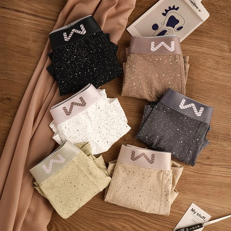 QC Cotton Starry Sky Print Antibacterial Crotch Breathable Boxer Shorts