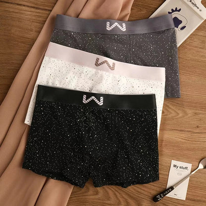 QC Cotton Starry Sky Print Antibacterial Crotch Breathable Boxer Shorts