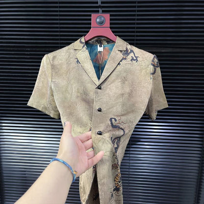 N0624 Summer high-end printed fashion short-sleeved shirt