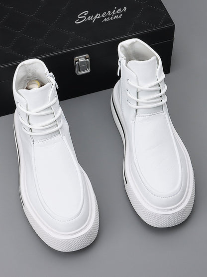 2024 new trendy white high-top shoes for men, versatile