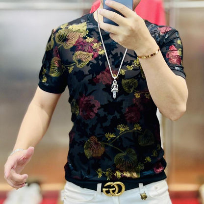 N0627 Men's high quality ice silk printed T-shirt