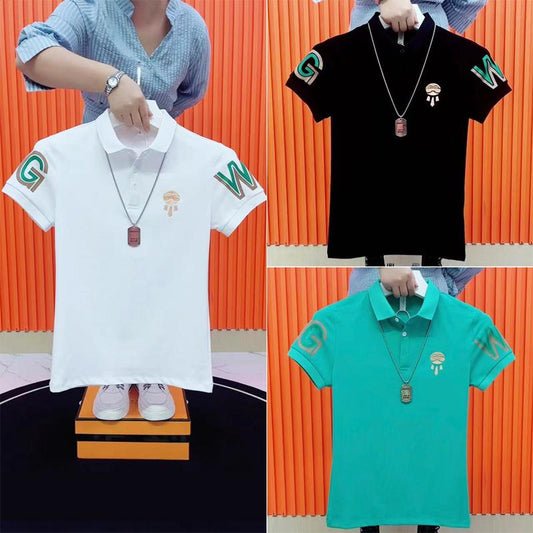 N0708 Summer Men's Fashionable and Versatile Casual Lapel T-shirt