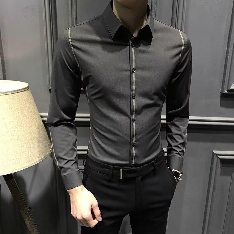 N0722 New solid color business casual shirt