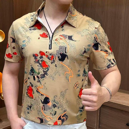 N0621 Fashionable new floral short-sleeved shirt