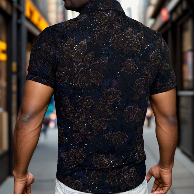 N0807 Men's hollow thin jacquard short sleeve