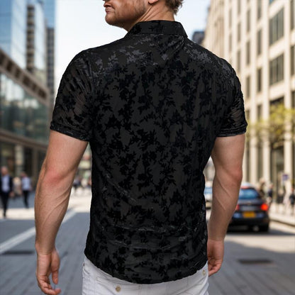 N0705 Men's hollow fashion jacquard short sleeve