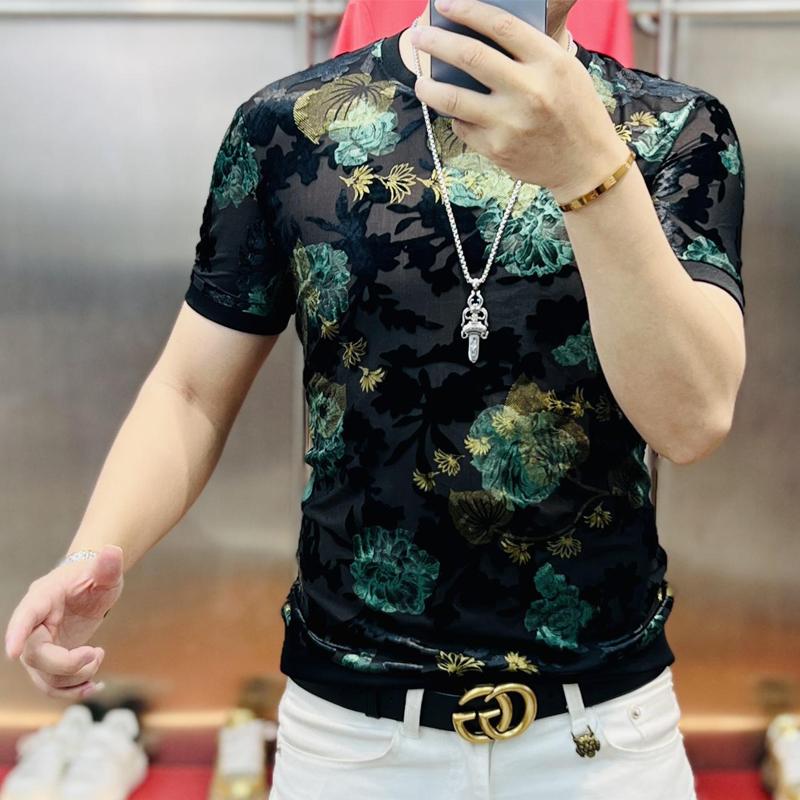 N0627 Men's high quality ice silk printed T-shirt