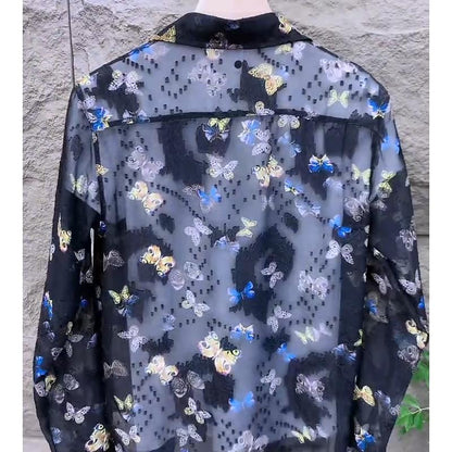 N0626 New hollow design butterfly shirt