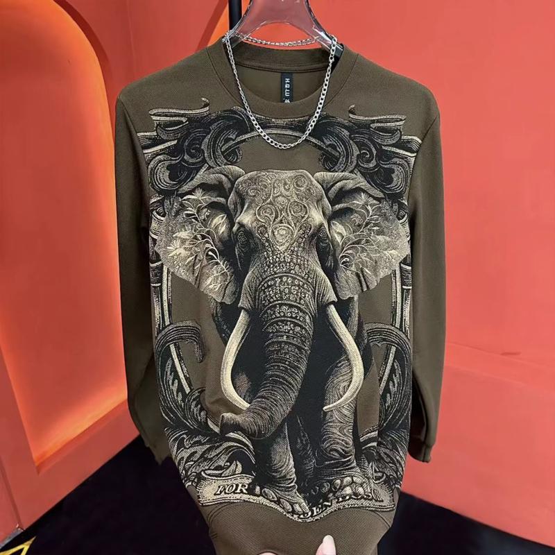 N0809 New Fashion Casual Elephant Print Sweatshirt