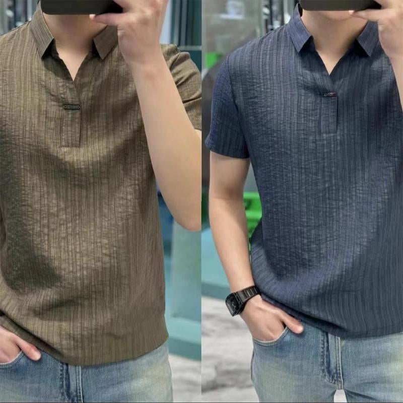 N0615 Summer fashion all-match casual lapel solid color thin POLO shirt