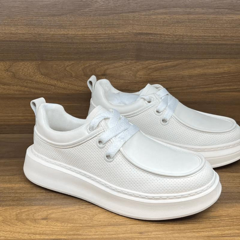 N0528 Summer genuine leather thick sole casual white shoes