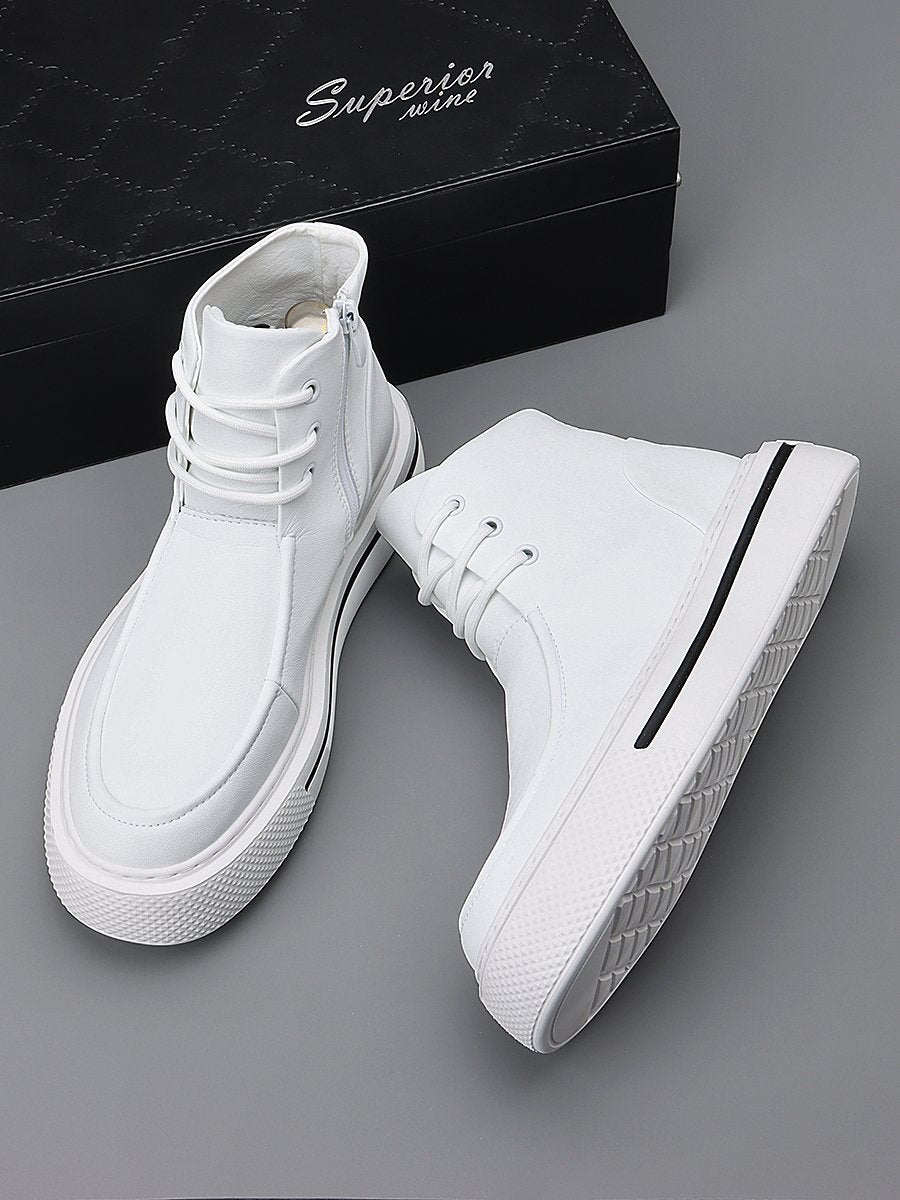 2024 new trendy white high-top shoes for men, versatile