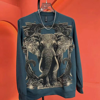 N0809 New Fashion Casual Elephant Print Sweatshirt