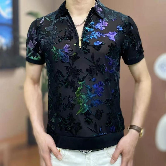 N0620 Summer new trend slim fit zipper T-shirt