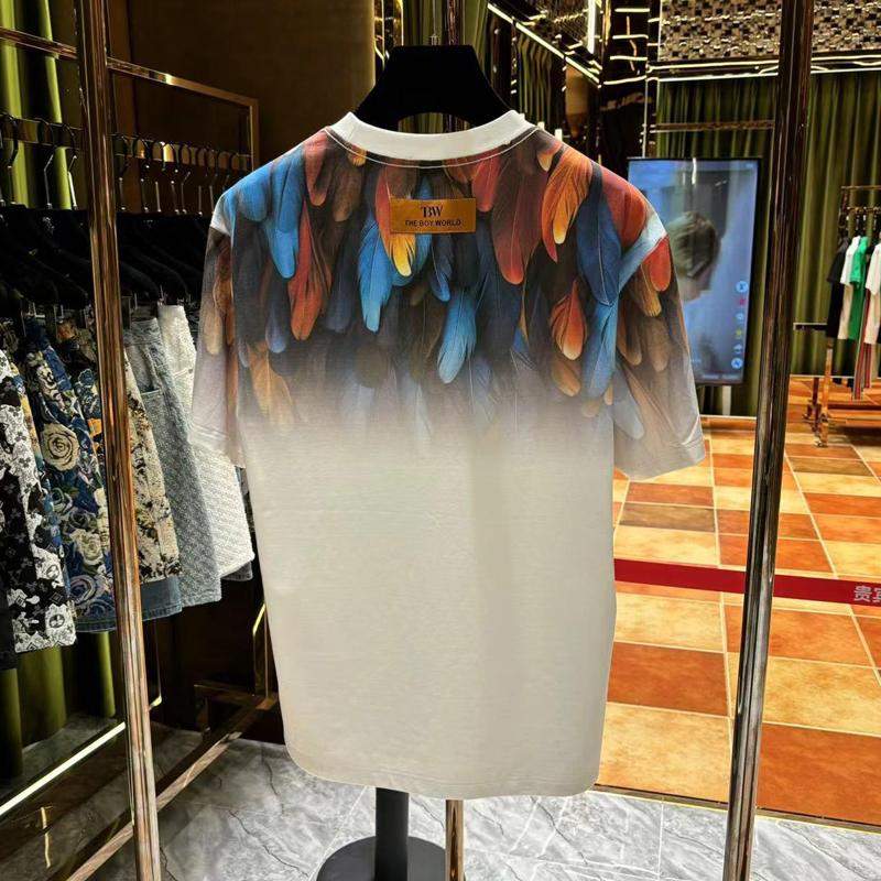 N0702 New summer fashion all-match feather T-shirt