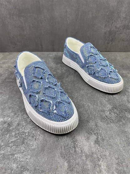 2024 men’s and women’s same style denim and diamond slip-ons