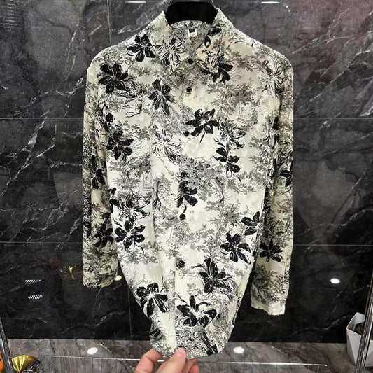 N0614 New Men's Printed Casual Sun Protection Shirt