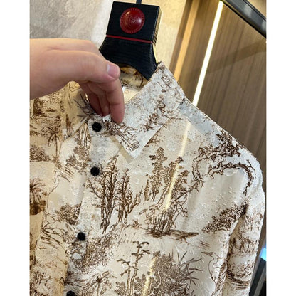 N0715 New style trendy jacquard personalized all-match casual tops for men